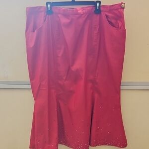 Milano Red Maxi Skirt with Hem Embellishments